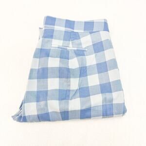 J. Crew Blue and White Checkered Straight Leg Jeans